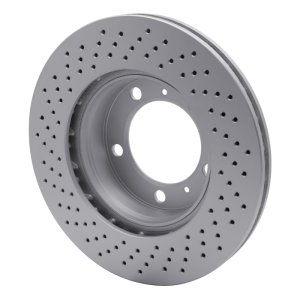 Porsche Cayman Brake Rotor (1) - Right Front - R1 Concepts - Drilled GeoSPEC Coated - `05-`08